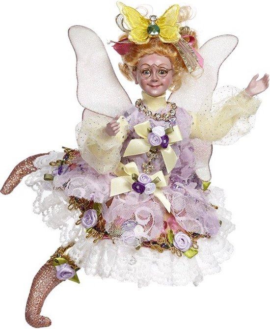 Mark Roberts - Butterfly Girl Fairy - roze/geel/wit - 25 cm