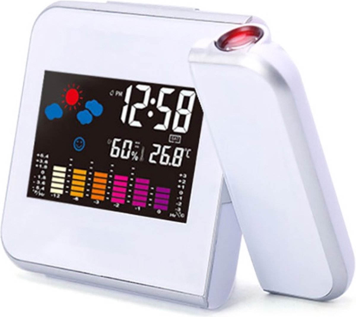 A&K Digitale Projectie Weerstation Klok Thermometer | Projector Wekker | Hygrometer | Luchtvochtigheidsmeter | Wit