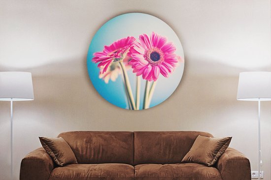 Cercle mural Artaza Dibond Deux œillets roses - Fleurs - Ø 80 cm - Groot - Cercle mural - Peinture ronde - Pour intérieur et extérieur