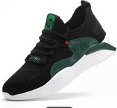 Werkschoenen-Sportief-Sneakers Stalen Neus Kleur Zwart / Groente Maat 44