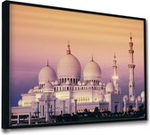 Akoestische panelen - Geluidsisolatie - Akoestische wandpanelen - Akoestisch schilderij AcousticPro® - paneel met de Sheikh Zayed Mosque - design 184 - Premium - 100x70 - zwart- Wa