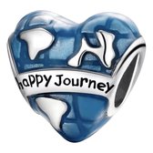 Tracelet - Zilveren bedels - Bedel hart oceaan | Happy journey | 925 Sterling Zilver - Pandora compatible - Met 925 Zilver Certificaat - In Leuke cadeauverpakking - Valentijn tip