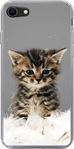 Geschikt voor iPhone SE 2020 hoesje - Kat - Kitten - Veren - Siliconen Telefoonhoesje