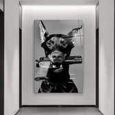 Wallyard - Dobermann - Wall art - Schilderij - 60x90 cm - Premium glass - Incl. muur bevestiging