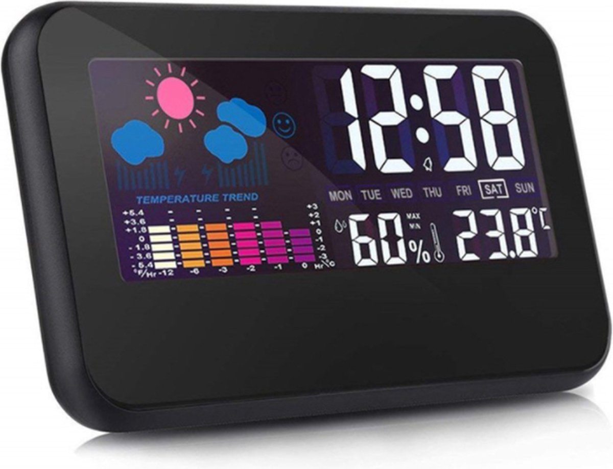 A&K Digitale Weerstation Klok Thermometer | Wekker | Hygrometer | Luchtvochtigheidsmeter
