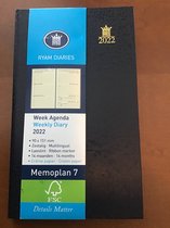 Ryam Zak Week Agenda 2022 90x151 mm zes talig  14 maanden  Memoplan 7 Zwart
