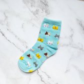 Hoge Kattensokken Blauw (maat 35-42)  - Winter sokken - Herfstsokken - Katoenen sokken - Warme sokken