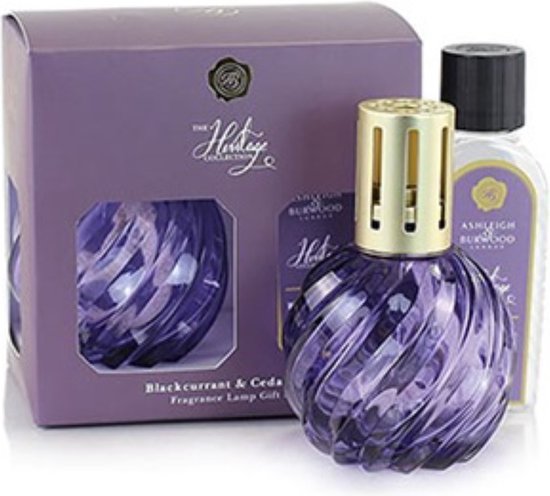 Ashleigh & Burwood Lampe Parfumée Cassis & Bois de Cèdre Violet Coffret Cadeau Cadeau