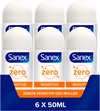 Sanex Zero% Sensitive Deodorant Roller 6 x 50ml - Voordeelverpakking