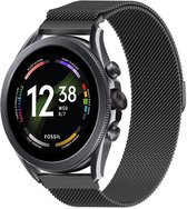 Milanees Smartwatch bandje - Geschikt voor  Fossil Gen 6 - 44mm Milanese band - zwart - Strap-it Horlogeband / Polsband / Armband