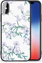 Foto hoesje iPhone X | Xs Telefoonhoesje met Zwarte rand Blossom White