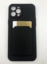 Hoogwaardige TPU back cover - Geschikt voor iPhone 12 Pro Max - Siliconen hoesje met pasjes vakje - Zwart
