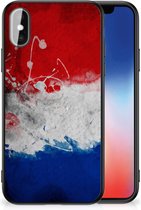 Mobiel TPU Hard Case Geschikt voor iPhoneX | Xs Telefoon Hoesje met Zwarte rand Nederlandse Vlag