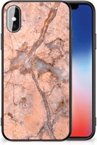 Telefoonhoesje Geschikt voor iPhoneX | Xs Leuk Case met Zwarte rand Marmer Oranje
