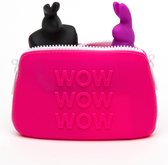 Sac de rangement wow wow wow silicone avec fermeture éclair - rose