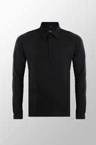 Vercate - Heren Polo met lange mouwen - Zwart - Slim Fit - Piqué Katoen - Maat L