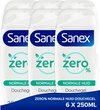 Sanex Zero% Normale Huid Douchegel - 6 x 250ml - Douchegel Voordeelverpakking