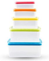Freezybox vershoudbakjes - Multicolor / Transparant - Kunststof - 0,25 l / 0,50 l / 0,90 l / 1,70 l / 2,40 l - Set van 5 - Verhoud - Bakjes - Keuken - Koken - Kliekjes