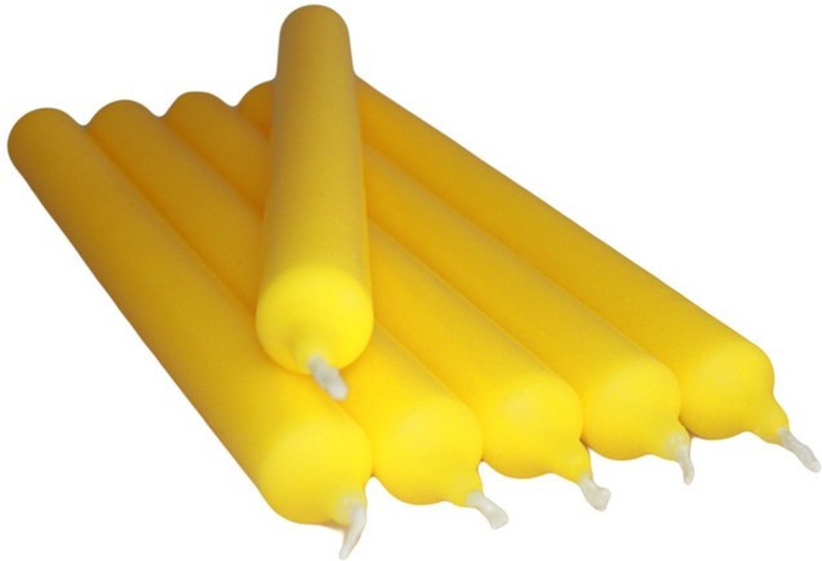 25 x Gele Tafelkaarsen - 21cm - Dinerkaarsen - 8 Branduren - Kandelaarkaarsen