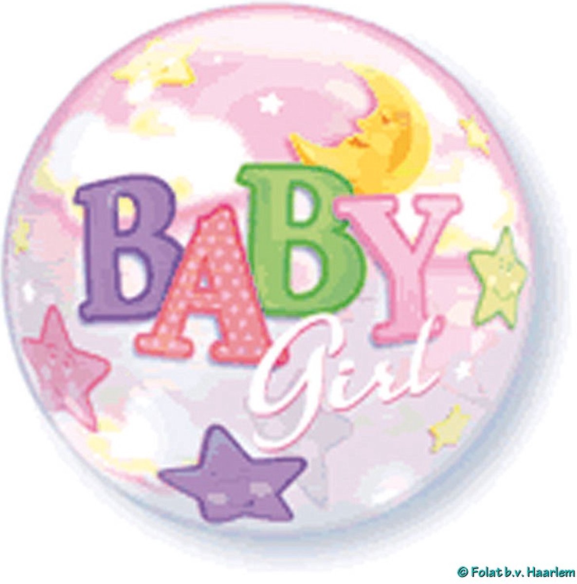 Qualatex - Folieballon - Bubbles - Baby girl - Zonder vulling - 56cm