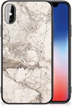 GSM Hoesje Geschikt voor iPhoneX | Xs Hoesje Bumper met Zwarte rand Marmer Beige