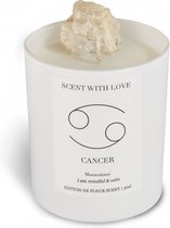 Scent With Love - Sterrenbeeld geurkaars in glas met kristal - Zodiac candle cancer - Wit - Vegan kaars - Luxewoondecoratie.nl