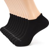 Zwarte Lage Enkel Sportsokken - Heren, Dames, Unisex - 10 Paar - Zwart - Elastisch en Ademend - Monfoot