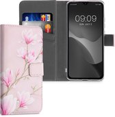 kwmobile telefoonhoesje voor Xiaomi Redmi 9C - Backcover voor smartphone - Hoesje met pasjeshouder in poederroze / wit / oudroze - Magnolia design