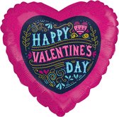 Oaktree - Folieballon hart Happy Valentines Day Vintage