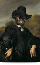 Maison de France - Canvas Hondenportret mopshond heer - canvas - 40 x 60 cm