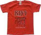 Kiss Kinder Tshirt -Kids tm 12 jaar- Destroyer Sketch Rood
