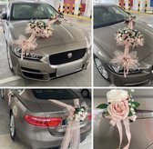 AUTODECO.NL - NELLY Luxe Trouwauto Versiering - Bruiloft Decoratie - Bloemen voor op de Motorkap - Bloemstuk voor op de Bruidsauto - Auto Handvatten & Achterkant Versiering - Satij