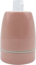 Fitting 'Loki' porselein Roze - E27 - geaard / 3-polig