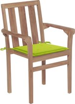 Decoways - Tuinstoelen stapelbaar 6 stuks met kussens massief teakhout
