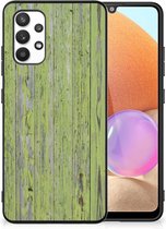 Smartphone Hoesje Geschikt voor Samsung Galaxy A32 4G | A32 5G Enterprise Editie Cover Case met Zwarte rand Green Wood
