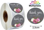 Stickers rond "Thank You-for your business ▪︎ 50 stuks ▪︎ Multiplaza ▪︎ grijs ▪︎ bloemen ▪︎ promoten bedrijf ▪︎ bedankt ▪︎ bedankje▪︎ bestellingen