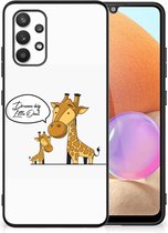 Smartphone Hoesje Geschikt voor Samsung Galaxy A32 4G | A32 5G Enterprise Editie Trendy Telefoonhoesjes met Zwarte rand Giraffe