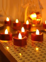 Hartvormige elektronische kaars-6 stuks elektrische kaarsen-Valentijn Decoratie kaars-Rood