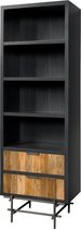 Boekenkast | pesaro | gerecycled teakhout | antraciet | 65 x 44 x 199(h) cm