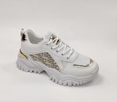 Sneakers - Dames -white/beige - Maat 38 - Kunstleer/textiel