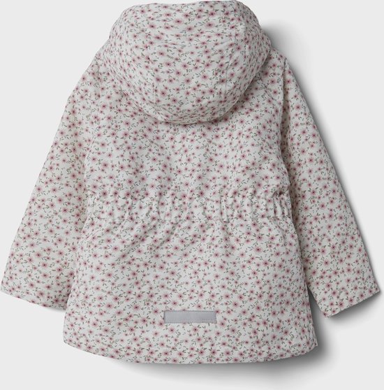 NAME IT Mädchen Jacke Nmfmaxi AOP - Mit Kapuze, Reflektierenden Details, Gr. 92, Blau