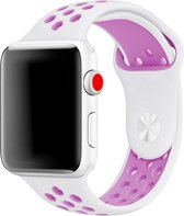 Mobigear Active Siliconen Bandje Geschikt voor Apple Watch SE (44mm) - Wit / Paars