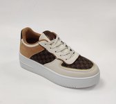 Sneakers - Dames -Beige/khaki - Maat 39 - Kunstleer