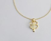 2bs jewelry klaver ketting, clover necklace, zilveren dames ketting, 14k goud plated