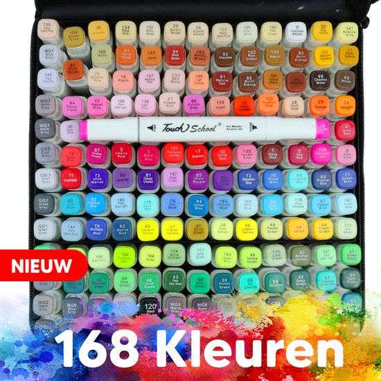Bablue Stiften voor Volwassenen 168 professionele Twinmarkers Diverse Kleuren