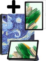 Hoes Geschikt voor Samsung Galaxy Tab A8 Hoes Luxe Hoesje Book Case Met Screenprotector - Hoesje Geschikt voor Samsung Tab A8 Hoes Cover - Sterrenhemel