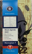 Ryam - Zak Agenda - Memoplan 7 plus - 2022 - Coffee Outdoor - Week per 2 pagina's - grotere letters en cijfers - 9x15cm