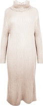 Jurk Cali - Gebreide Lange Jurk met Col - Beige