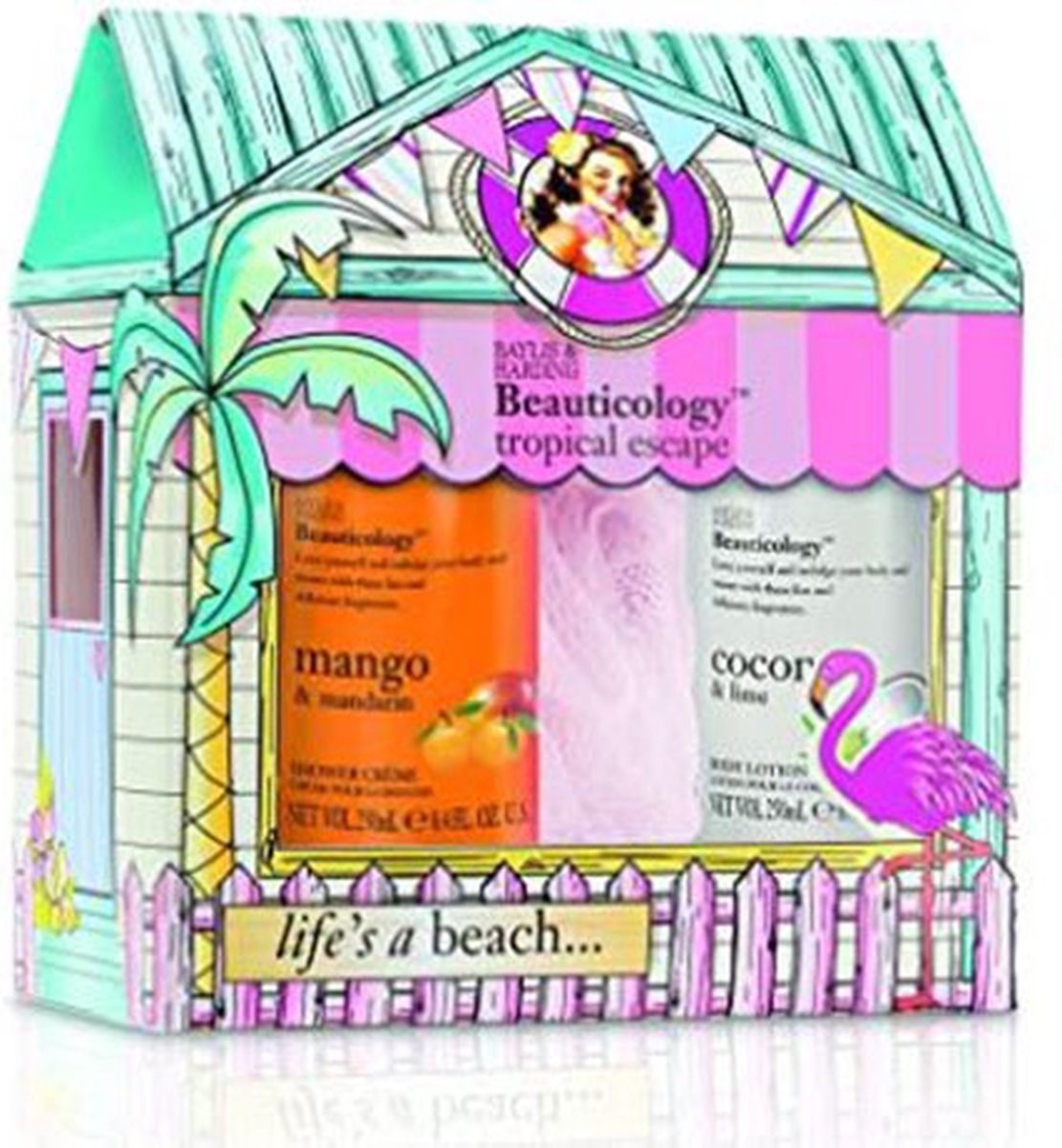Goedkoopste Beauticology Tropical Escape Geschenkset - Roze / Multicolor - Kunststof / Karton - Set van 3 - Cadeau - Giftset