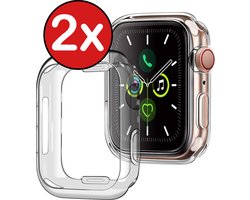 Siliconen Hoes Geschikt voor Apple Watch SE 2022 44 mm Hoesje Cover Case - Hoesje Geschikt voor Apple Watch SE 2022 44 mm Hoes Siliconen Case - Transparant - 2 PACK